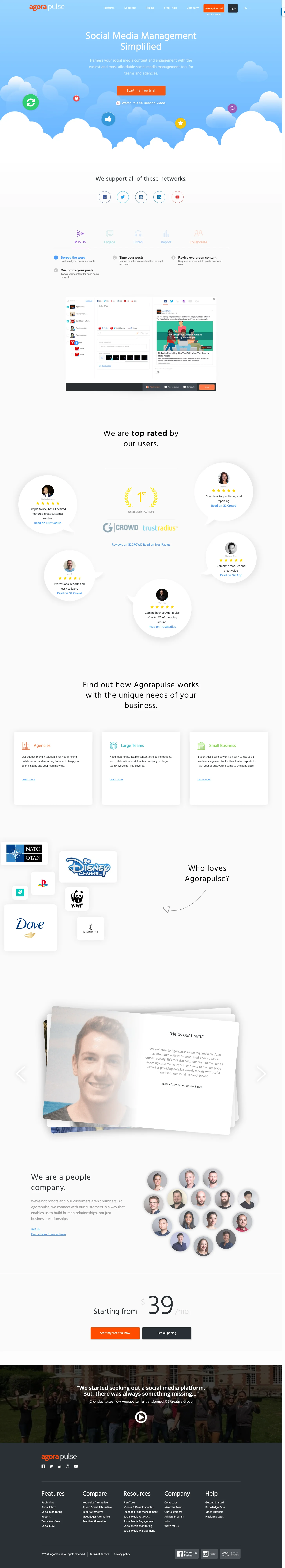 Agorapulse homepage — Jan 2019
