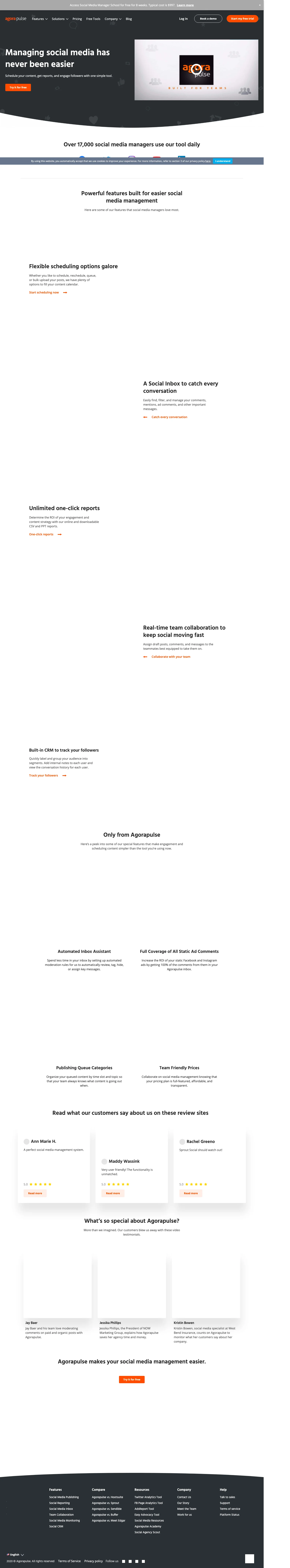 Agorapulse homepage — Apr 2020