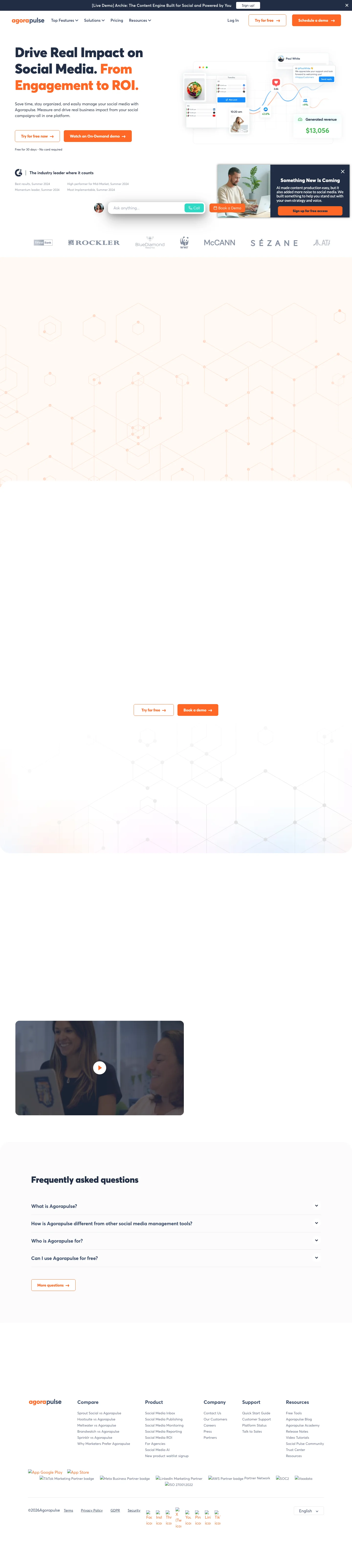 Agorapulse homepage — Jun 2026