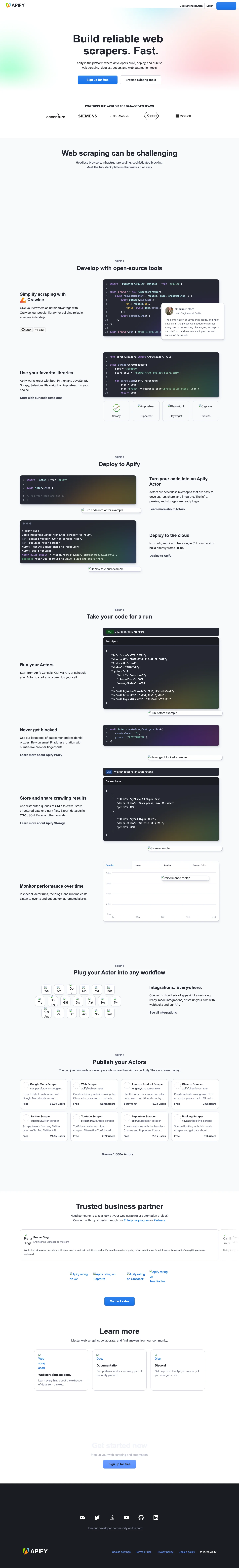 Apify homepage — Jan 2024