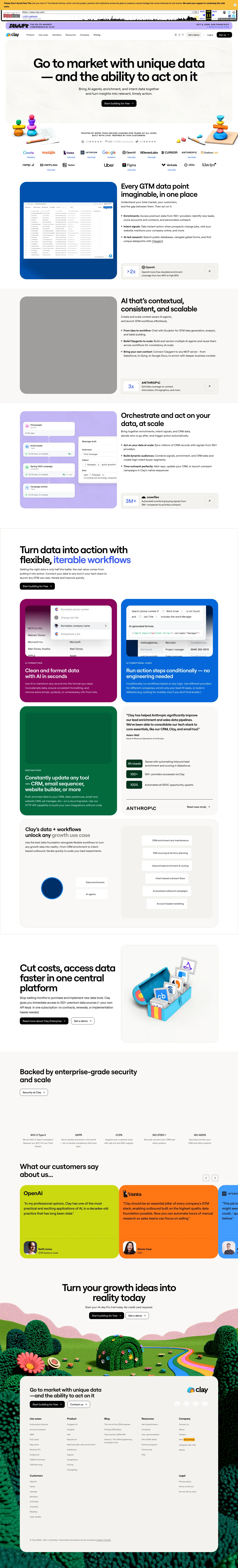 Clay homepage — Jan 2026