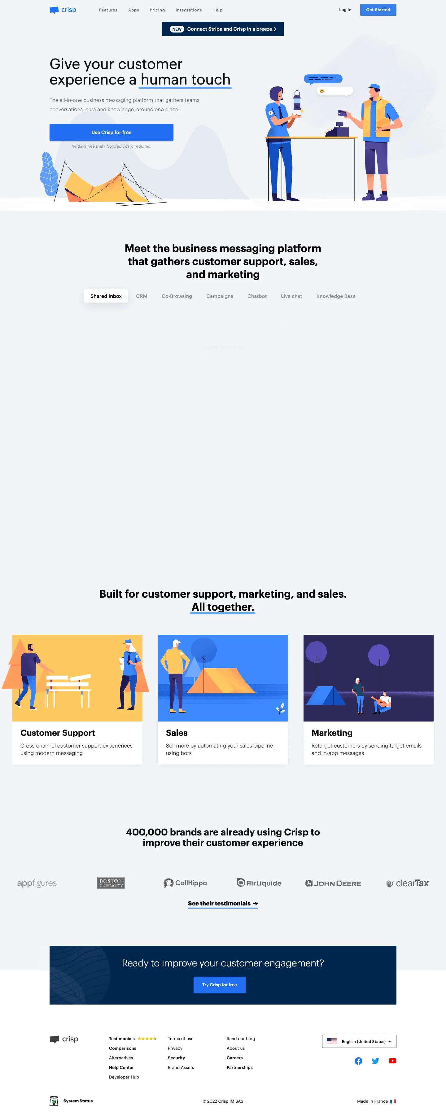 Crisp homepage — Jul 2022