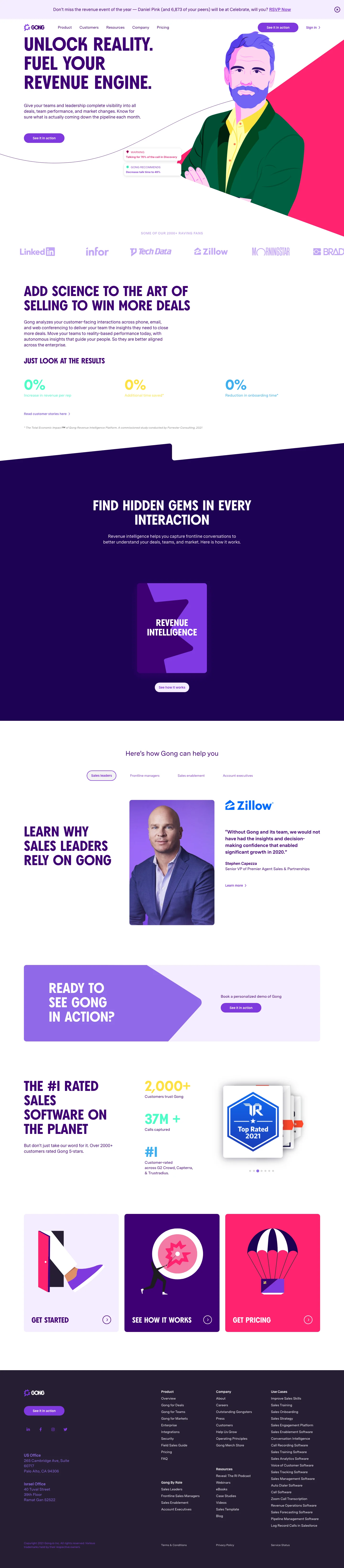 Gong homepage — Oct 2021