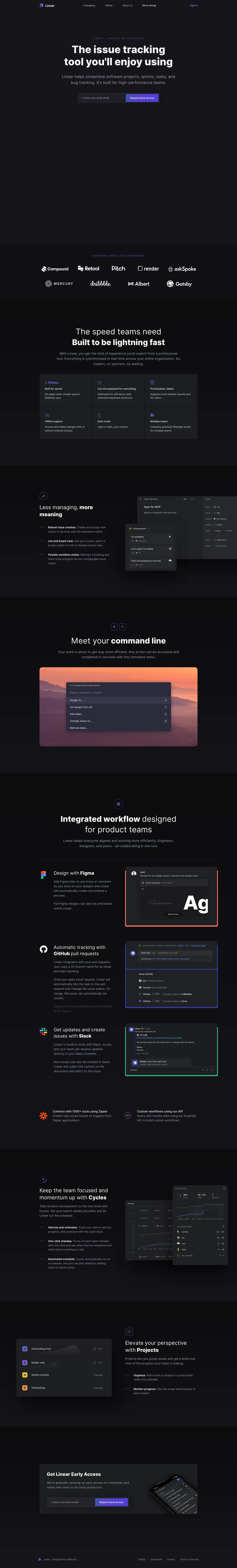 Linear homepage — Jan 2020