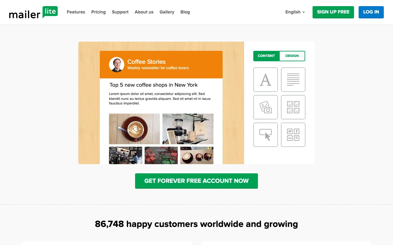 MailerLite homepage — Jul 2015