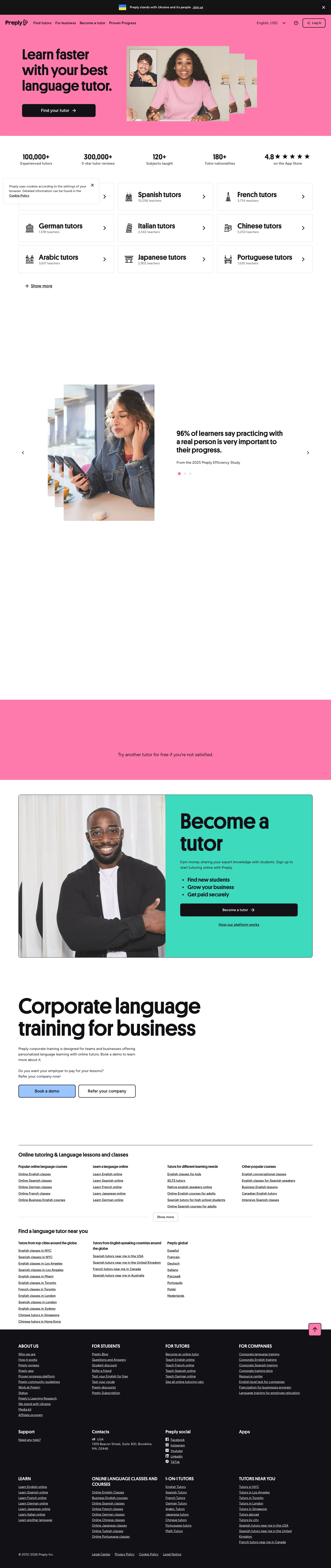Preply homepage — Aug 2026