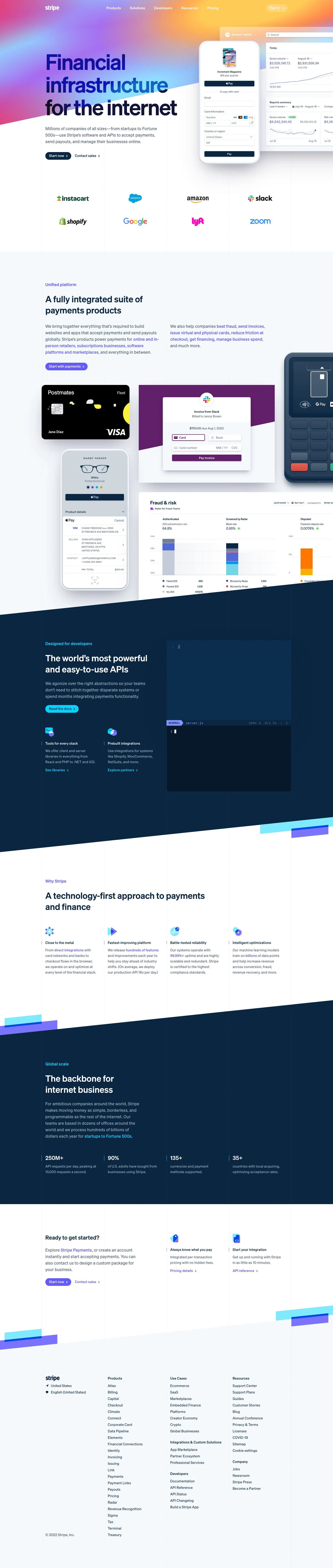 Stripe homepage — Oct 2022
