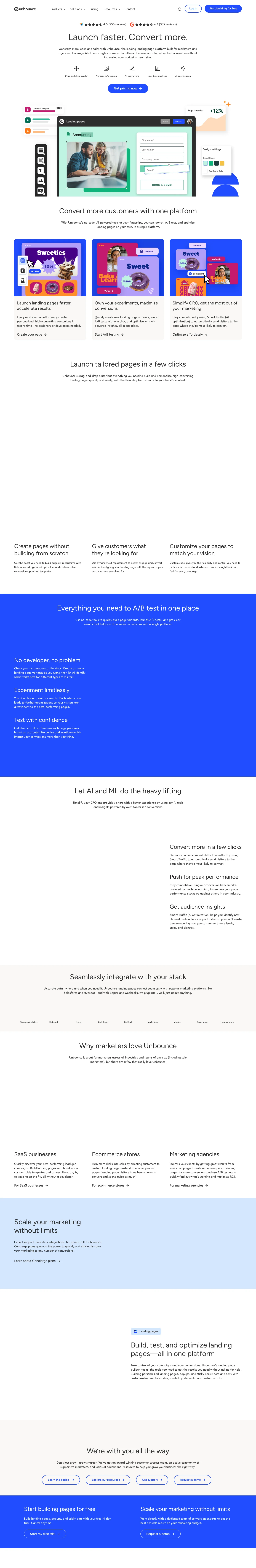 Unbounce homepage — Apr 2025