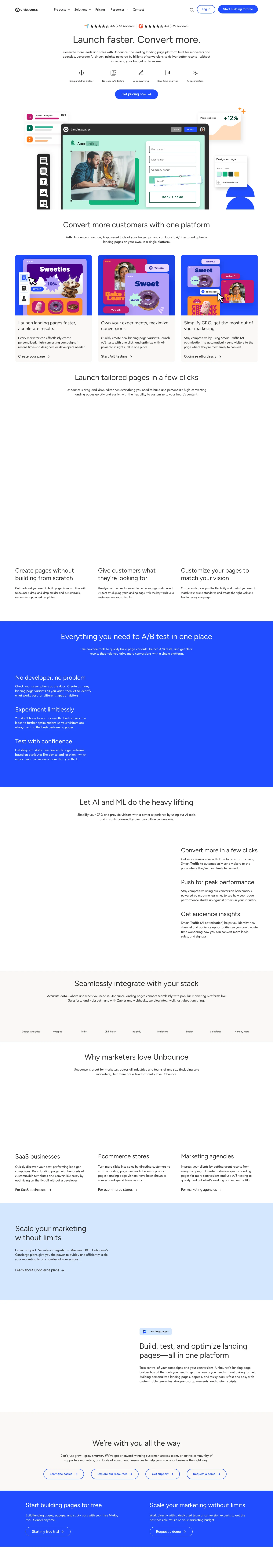 Unbounce homepage — Oct 2025