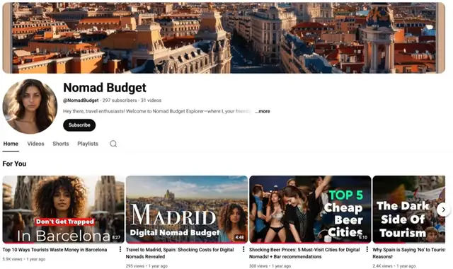 AI Travel YouTube Channel